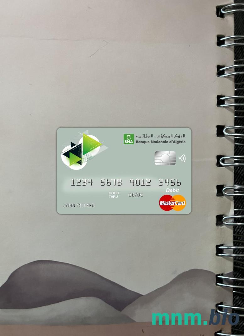 Algeria banque nationale d’Algérie (BNA) bank master card wygląd fotograficzny skan PSD + zdjęcie